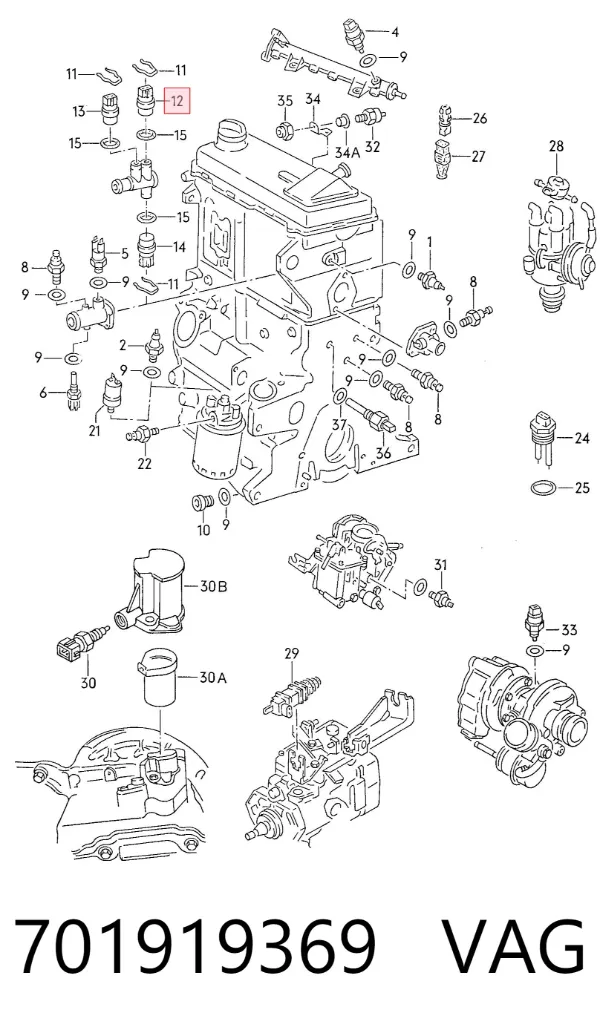 Sensor de temperatura do fluido de esfriamento 701919369 VAG