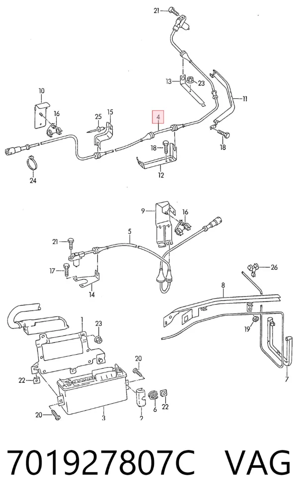 Sensor ABS traseiro 701927807C VAG