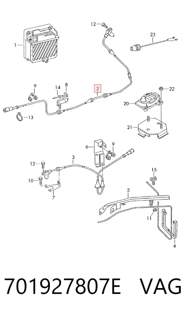 Sensor ABS traseiro esquerdo 701927807E VAG