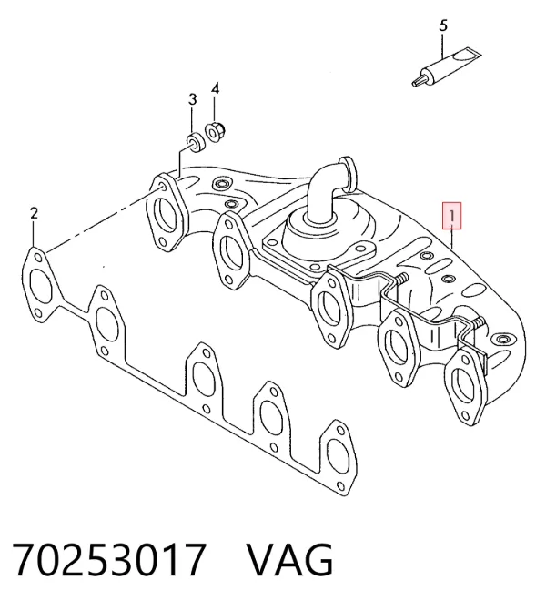 Tubo coletor de escape 70253017 VAG