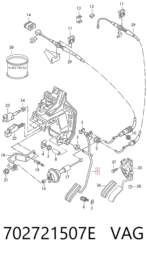 Pedal de gás (de acelerador) 702721507E VAG
