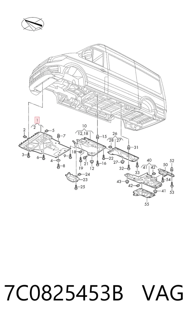 Proteção de motor, de panela (da seção de motor) 7C0825453B VAG
