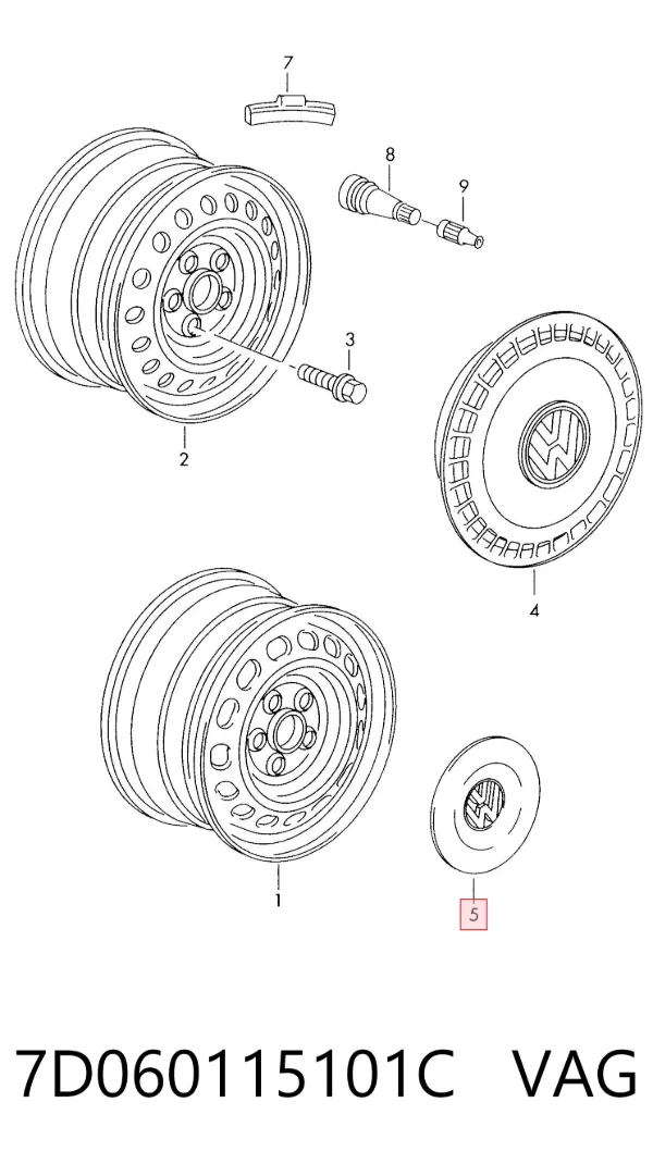 Coberta de disco de roda 7D060115101C VAG