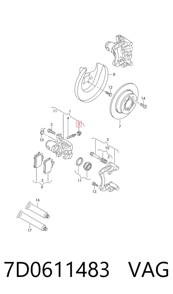 Kit de reparação de suporte do freio dianteiro 7D0611483 VAG