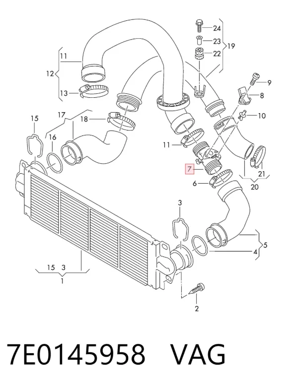 Mangueira (cano derivado) de intercooler 7E0145958 VAG