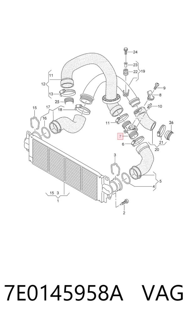 Mangueira (cano derivado) de intercooler 7E0145958A VAG