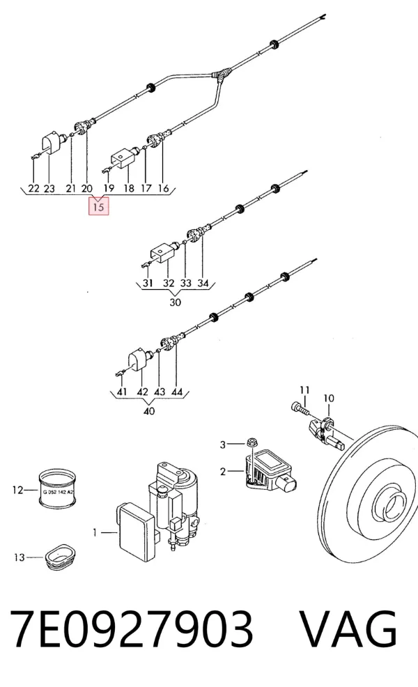 Fio dianteiro esquerdo de sensor ABS 7E0927903 VAG