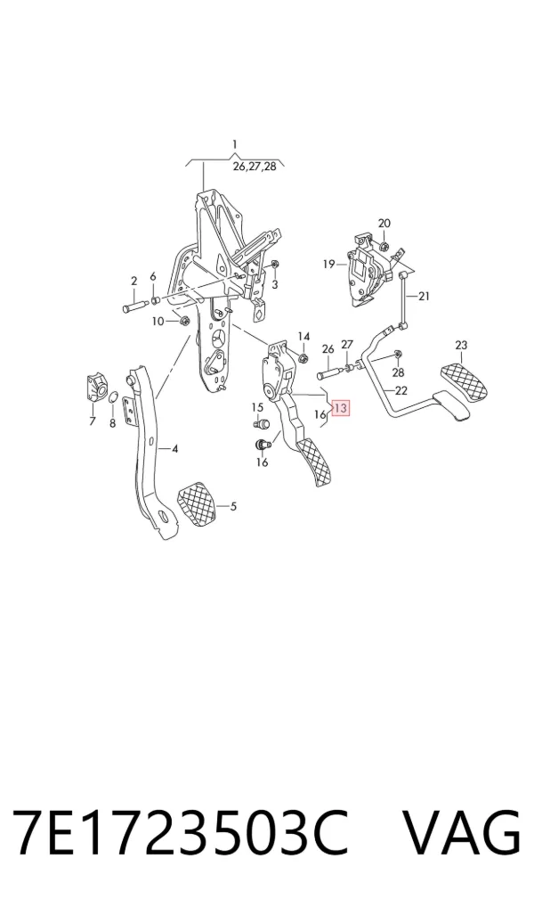 Pedal de gás (de acelerador) 7E1723503C VAG