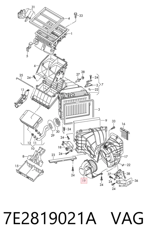 Motor de ventilador de forno (de aquecedor de salão) 7E2819021A VAG