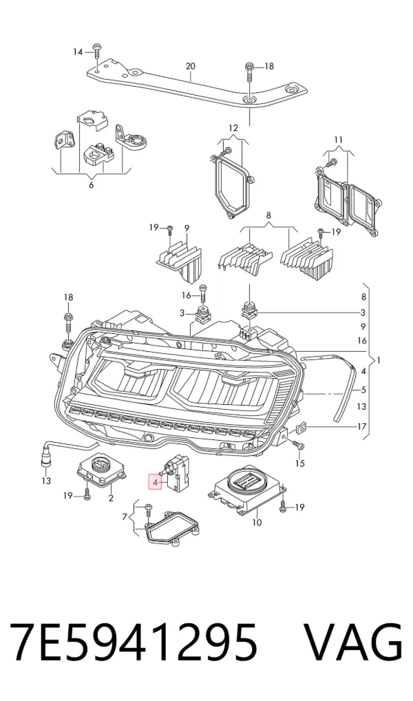 Corretor da luz 7E5941295 VAG