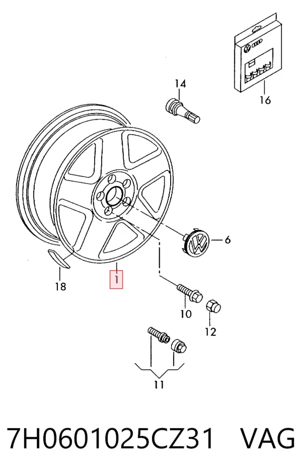 Discos de roda de aleação ligeira (de aleação ligeira, de titânio) Volkswagen Multivan T5
