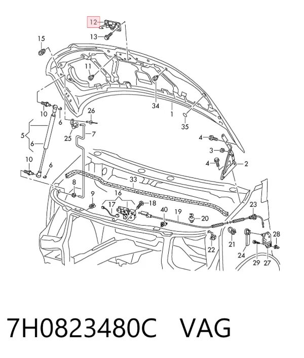 Fecho da capota 7H0823480C VAG