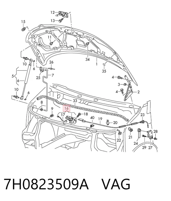 Fecho da capota 7H0823509A VAG
