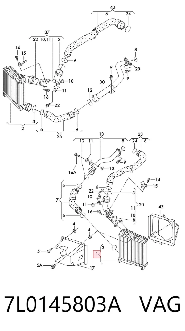 Radiador de intercooler 7L0145803A VAG