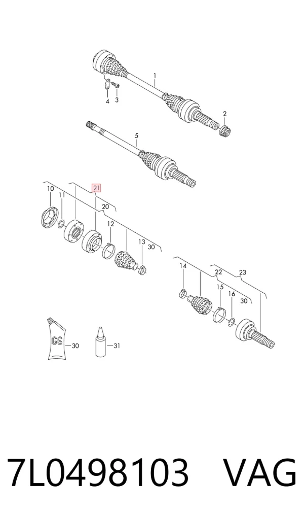 Junta homocinética interna dianteira 7L0498103 VAG