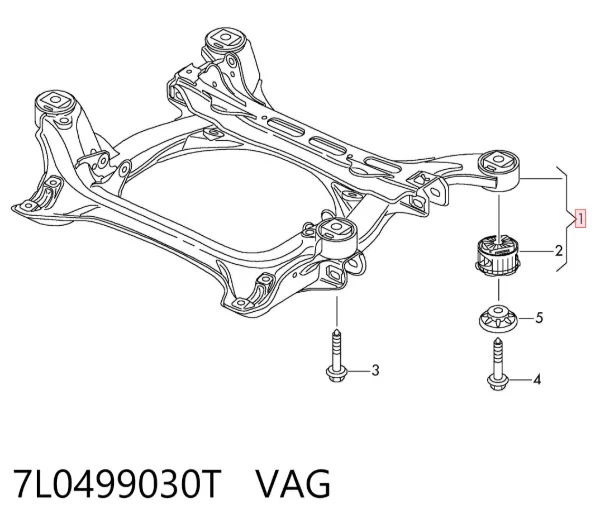 Viga de suspensão dianteira (plataforma veicular) 7L0499030T VAG