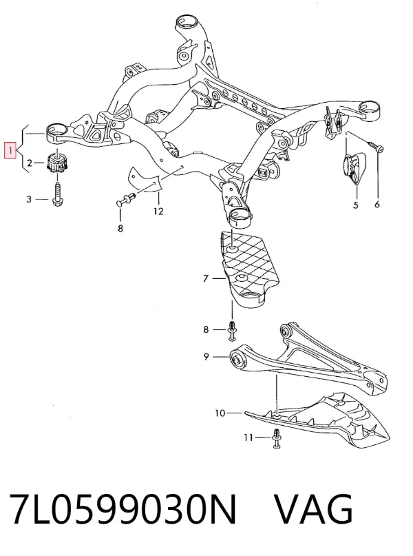 Viga de suspensão traseira (plataforma veicular) 7L0599030N VAG