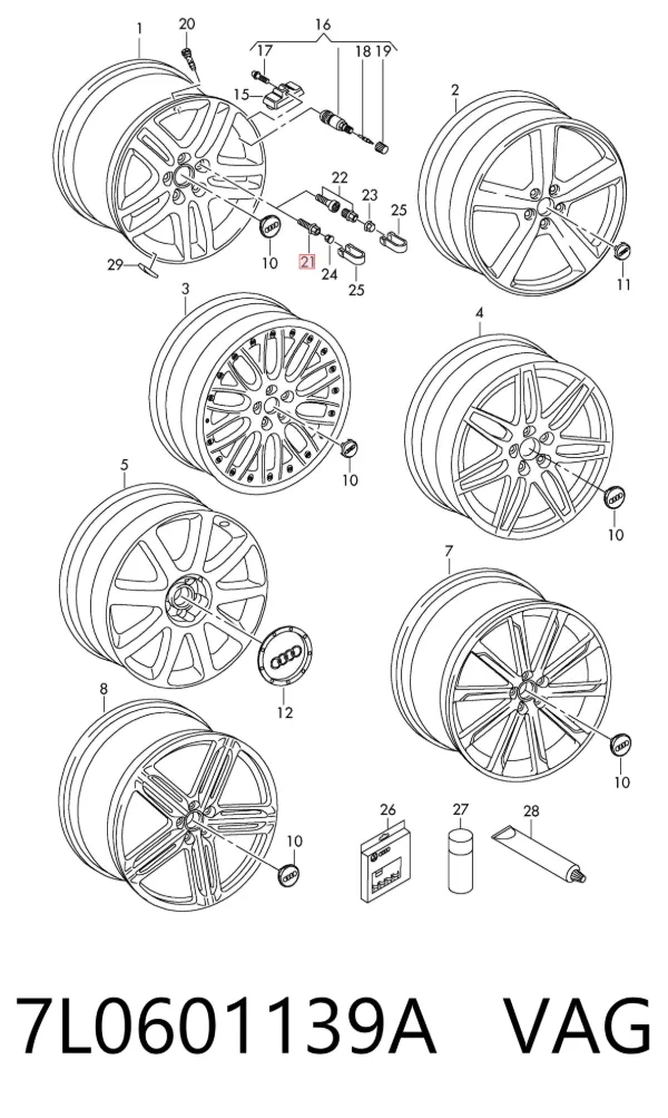 Parafuso de roda 7L0601139A VAG