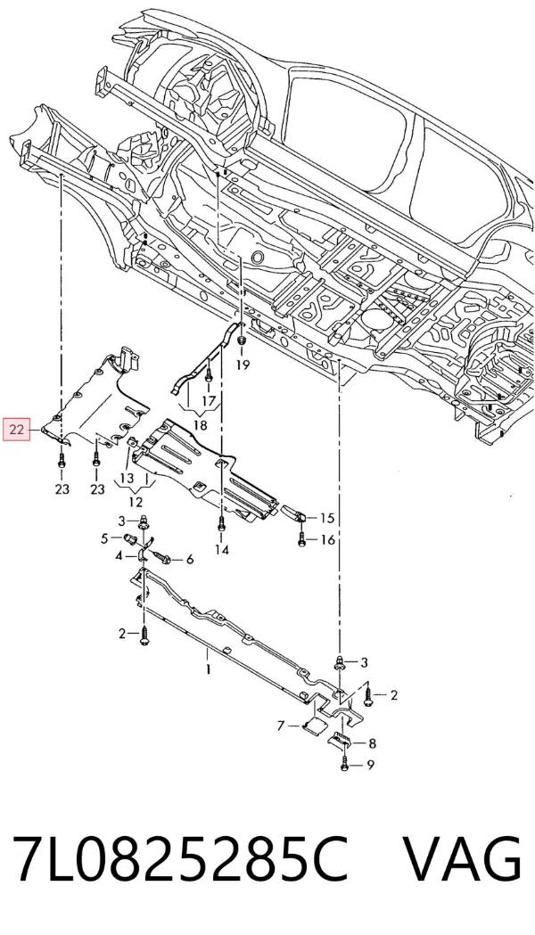 Proteção de motor dianteira 7L0825285C VAG
