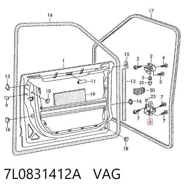 Gozno da porta dianteira direita 7L0831412A VAG