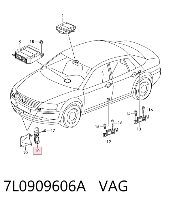 Sensor AIRBAG dianteiro 7L0909606A VAG