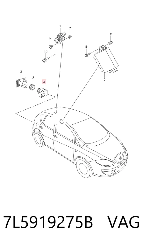 Sensor traseiro de sinalização de estacionamento (sensor de estacionamento) 7L5919275B VAG
