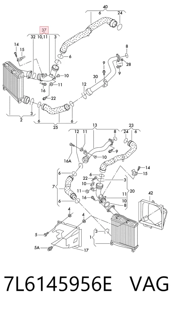 Mangueira (cano derivado) de intercooler 7L6145956E VAG