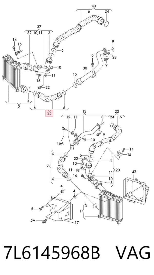 Mangueira (cano derivado) de intercooler 7L6145968B VAG