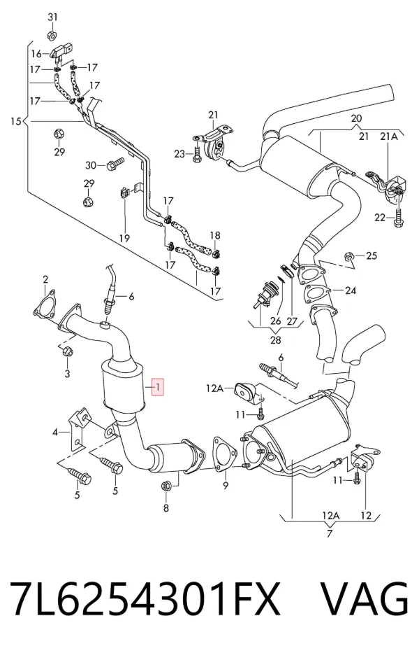 Convertidor - catalisador 7L6254301FX VAG