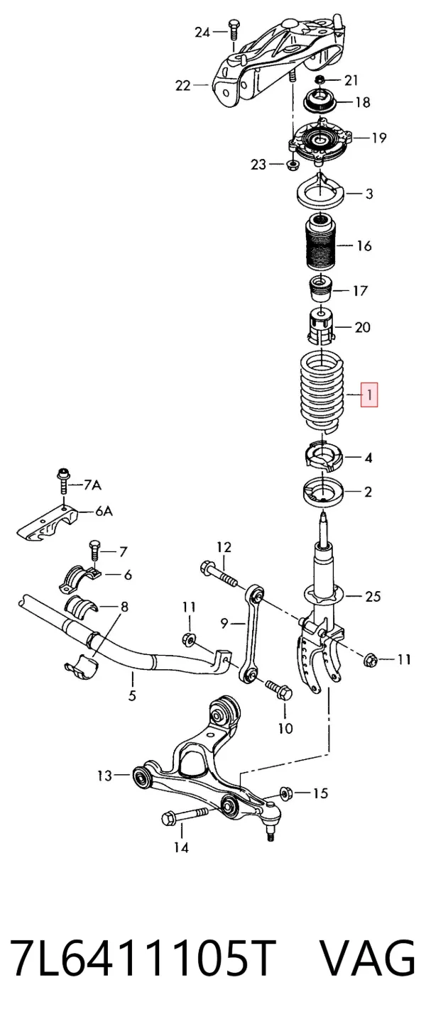 Mola dianteira 7L6411105T VAG