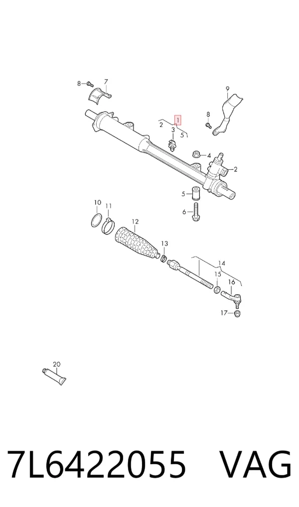 Cremalheira da direção 7L6422055 VAG