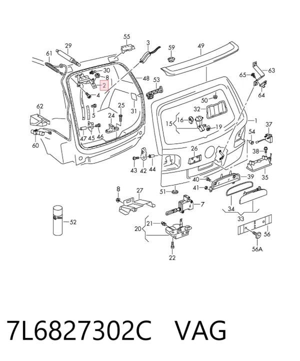 Gozno de tampa de porta-malas 7L6827302C VAG