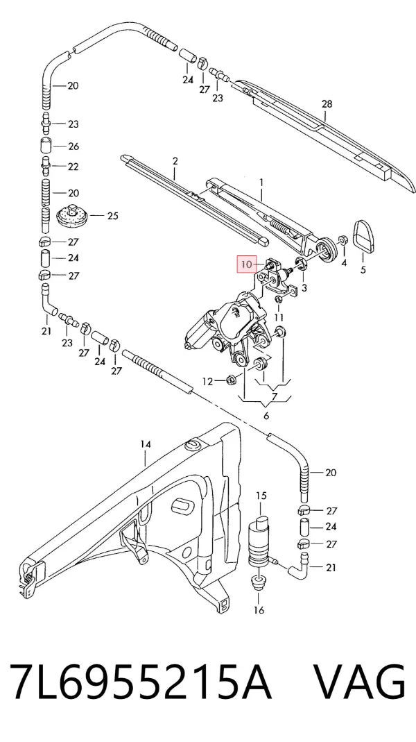 Trapézio de limpador pára-brisas 7L6955215A VAG