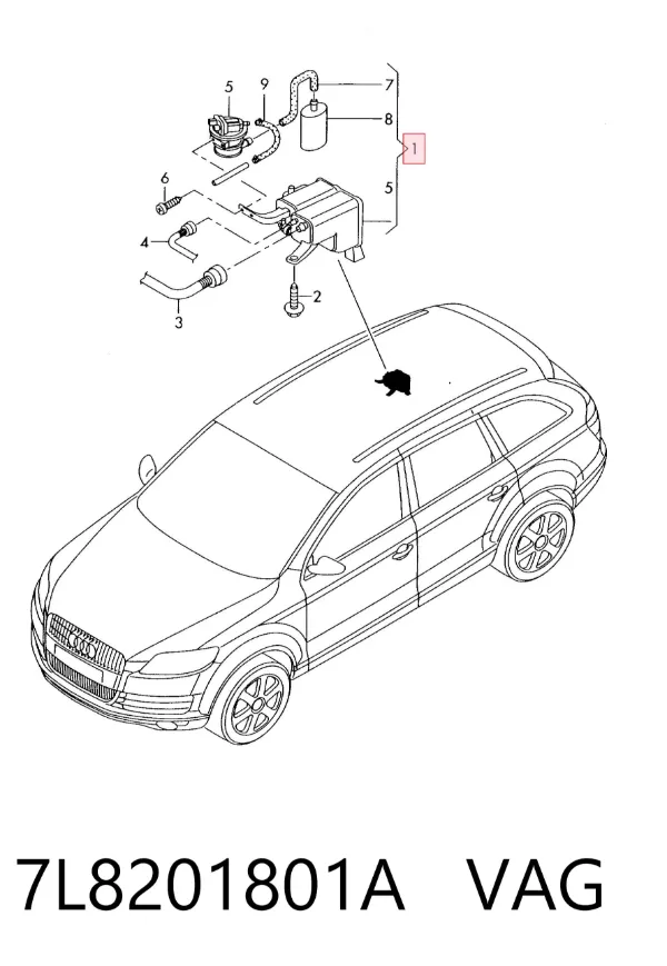 Adsorvedor dos vapores de combustível 7L8201801A VAG