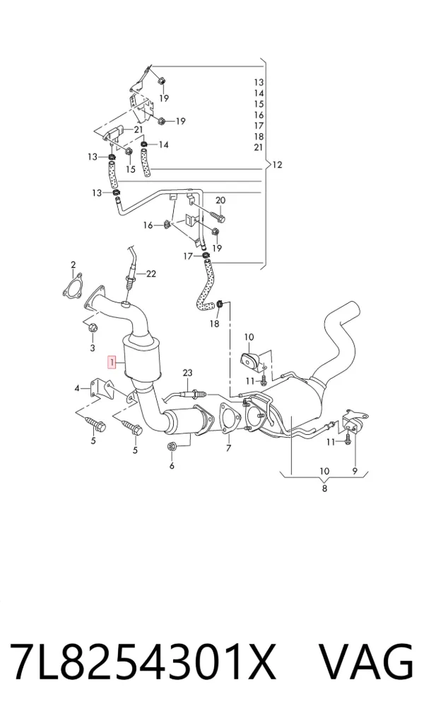 Convertidor - catalisador 7L8254301X VAG