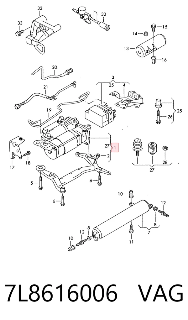 Compressor de bombeio pneumático (de amortecedores) 7L8616006 VAG