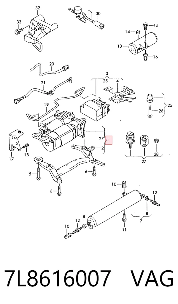 Compressor de bombeio pneumático (de amortecedores) 7L8616007 VAG