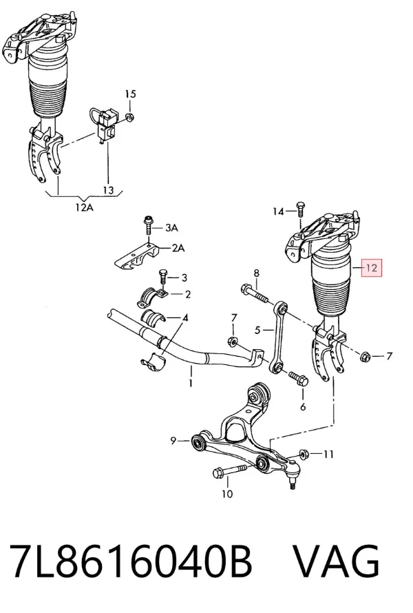 Coxim pneumático (suspensão de lâminas pneumática) do eixo dianteiro 7L8616040B VAG