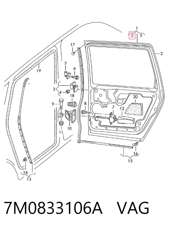 Porta traseira direita 7M0833106A VAG
