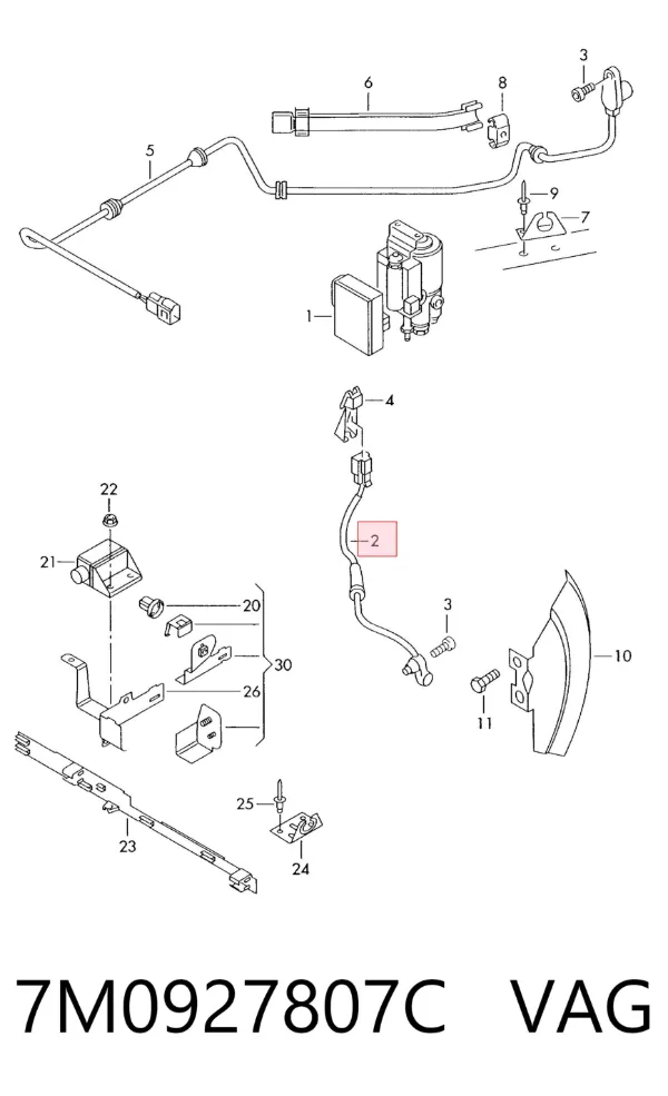 Sensor dianteiro de ABS 7M0927807C VAG