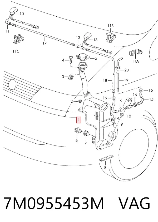 Tanque de fluido para lavador de vidro Volkswagen Sharan I