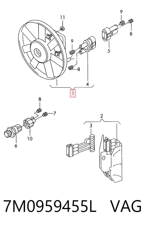 Motor de ventilador do sistema de esfriamento 7M0959455L VAG