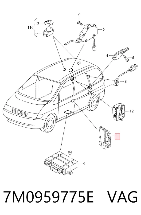 Motor acionador de abertura/fechamento da porta 7M0959775E VAG