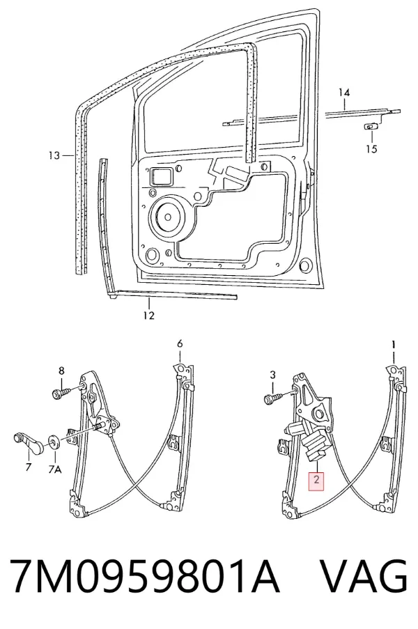 Motor de acionamento de vidro da porta dianteira esquerda 7M0959801A VAG