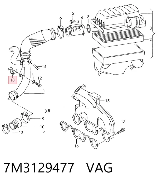 Consola de filtro de ar 7M3129477 VAG