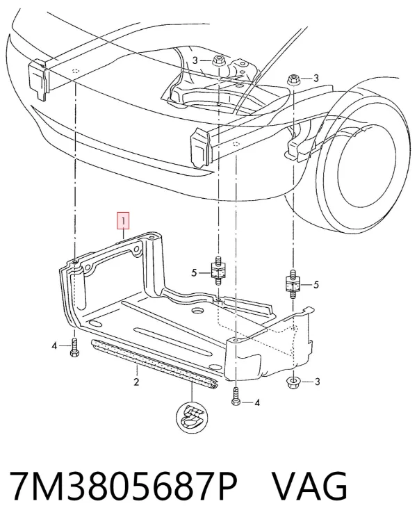 Proteção de motor, de panela (da seção de motor) 7M3805687P VAG