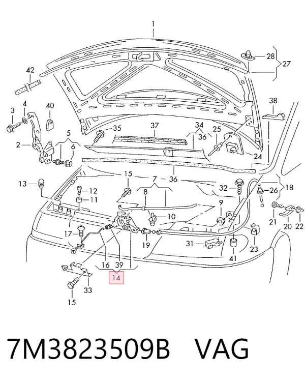 Fecho da capota Volkswagen Sharan I