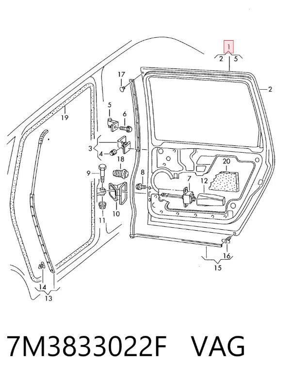 Porta traseira direita 7M3833022F VAG