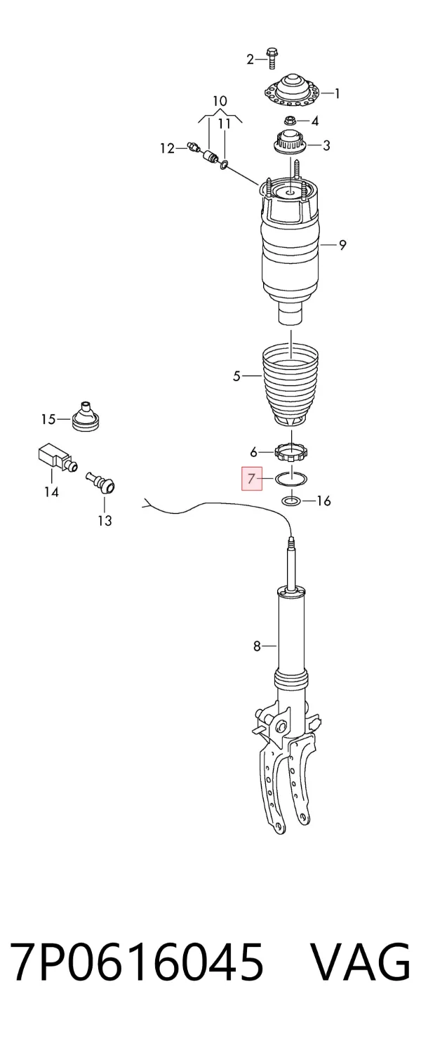 Anel de vedação (vedante) de cano derivado de intercooler 7P0616045 VAG