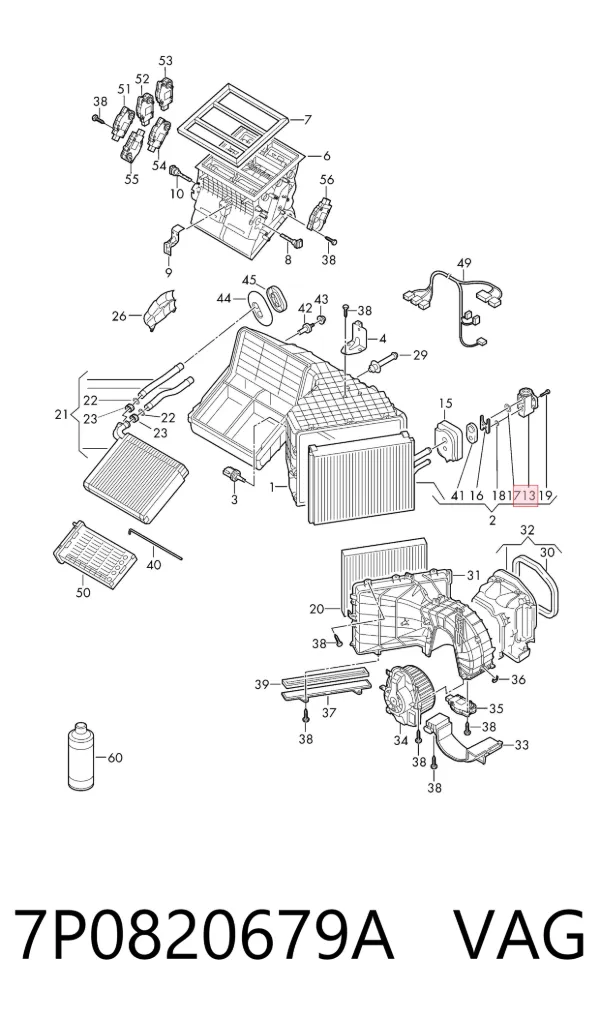 Válvula TRV de aparelho de ar condicionado 7P0820679A VAG